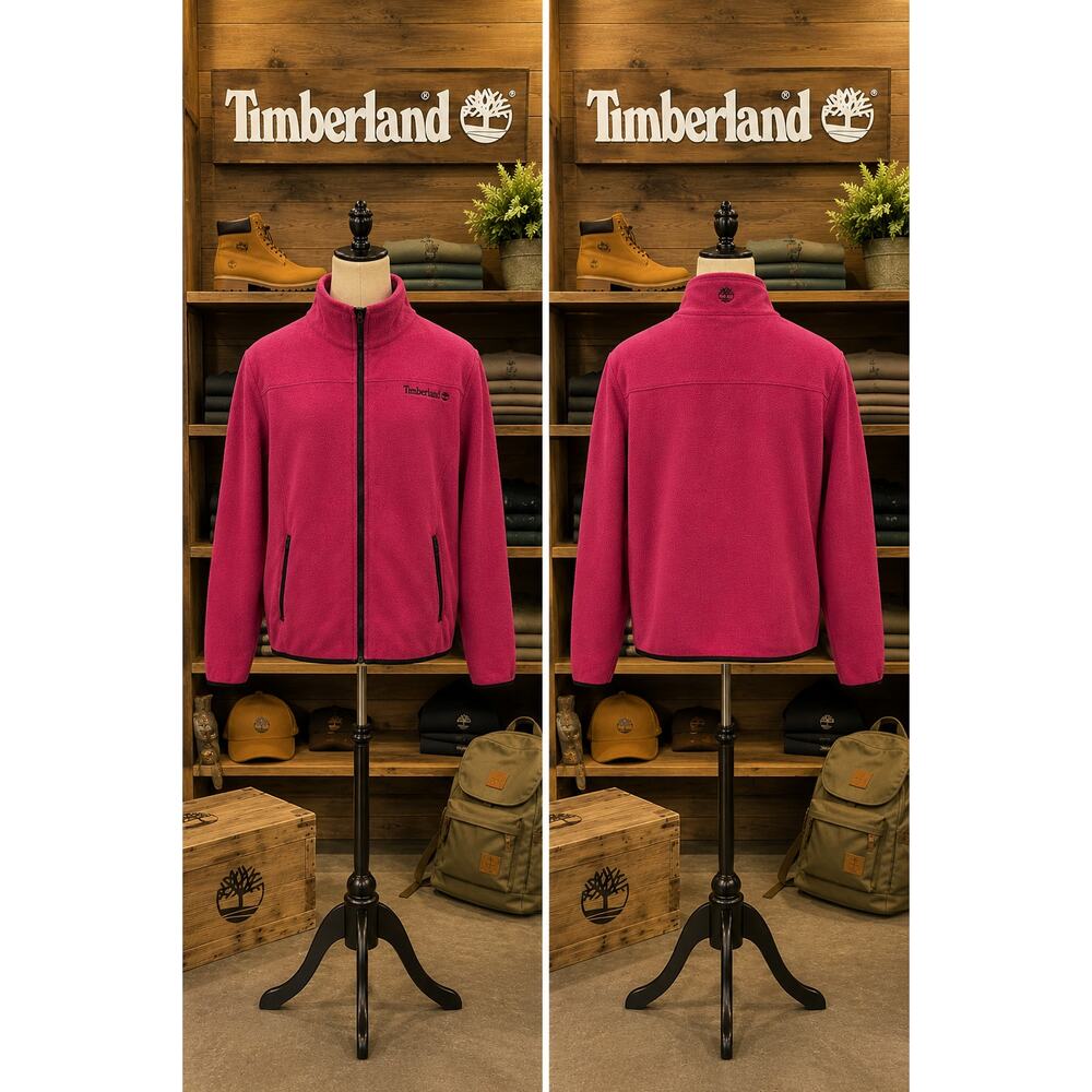 Timberland Pink Full Zip Fleece Jacket Medium Outdoor Cozy Jacke